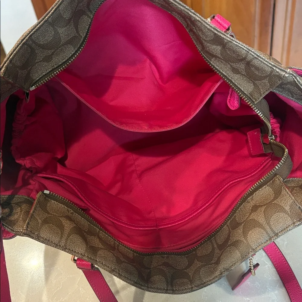 Coach Pink-Trim Signature Diaper Bag - Picture 4 of 4